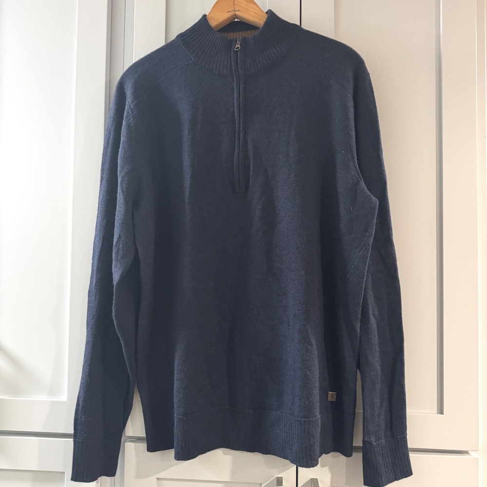 Smartwool Mens Merino Wool Blend Quarter Zip Sweater Navy Blue Size M